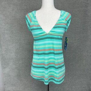 NOS Vintage Y2K 2000s Roxy Babydoll‎ Stripe V Neck Youth Girl's Size XL USA